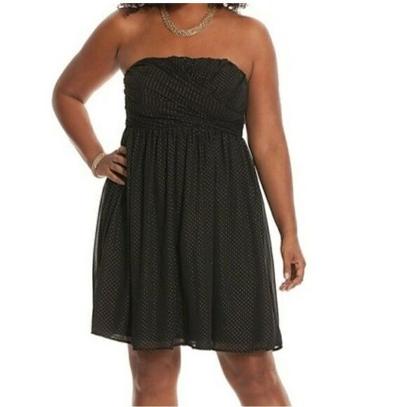 NWT Lane Bryant Black and Gold Polka Dot Top Dress Plus Size 16 - Picture 1 of 13